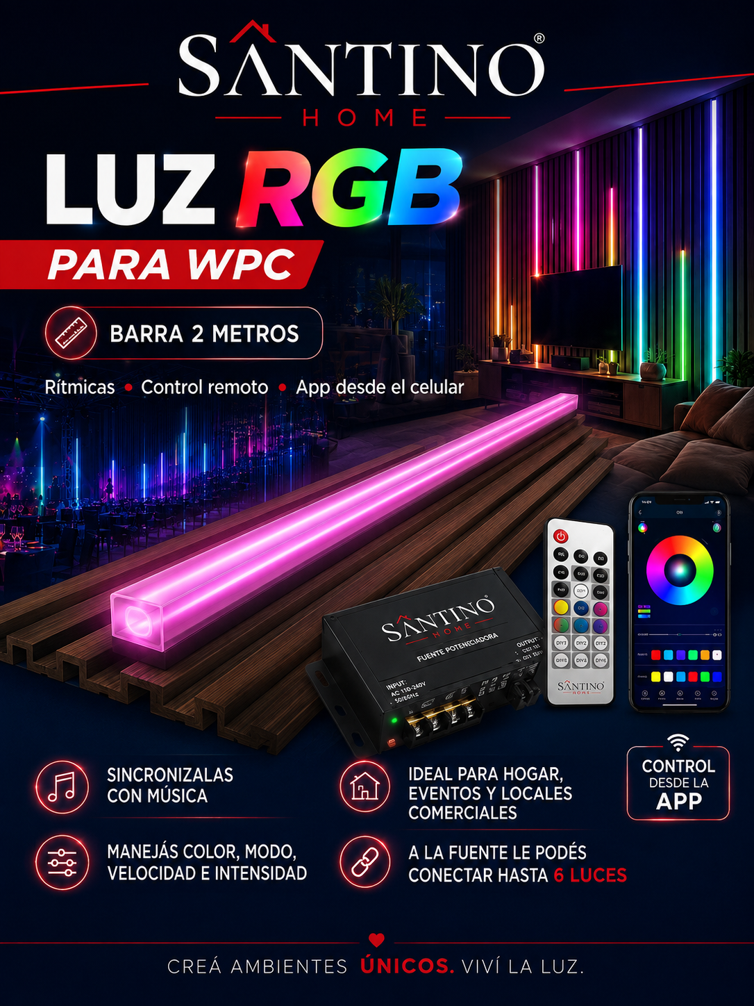 LUZ RGB PARA WPC – 2 METROS