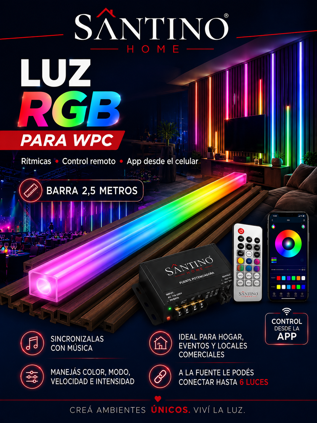 LUZ RGB PARA WPC – 2,5 METROS