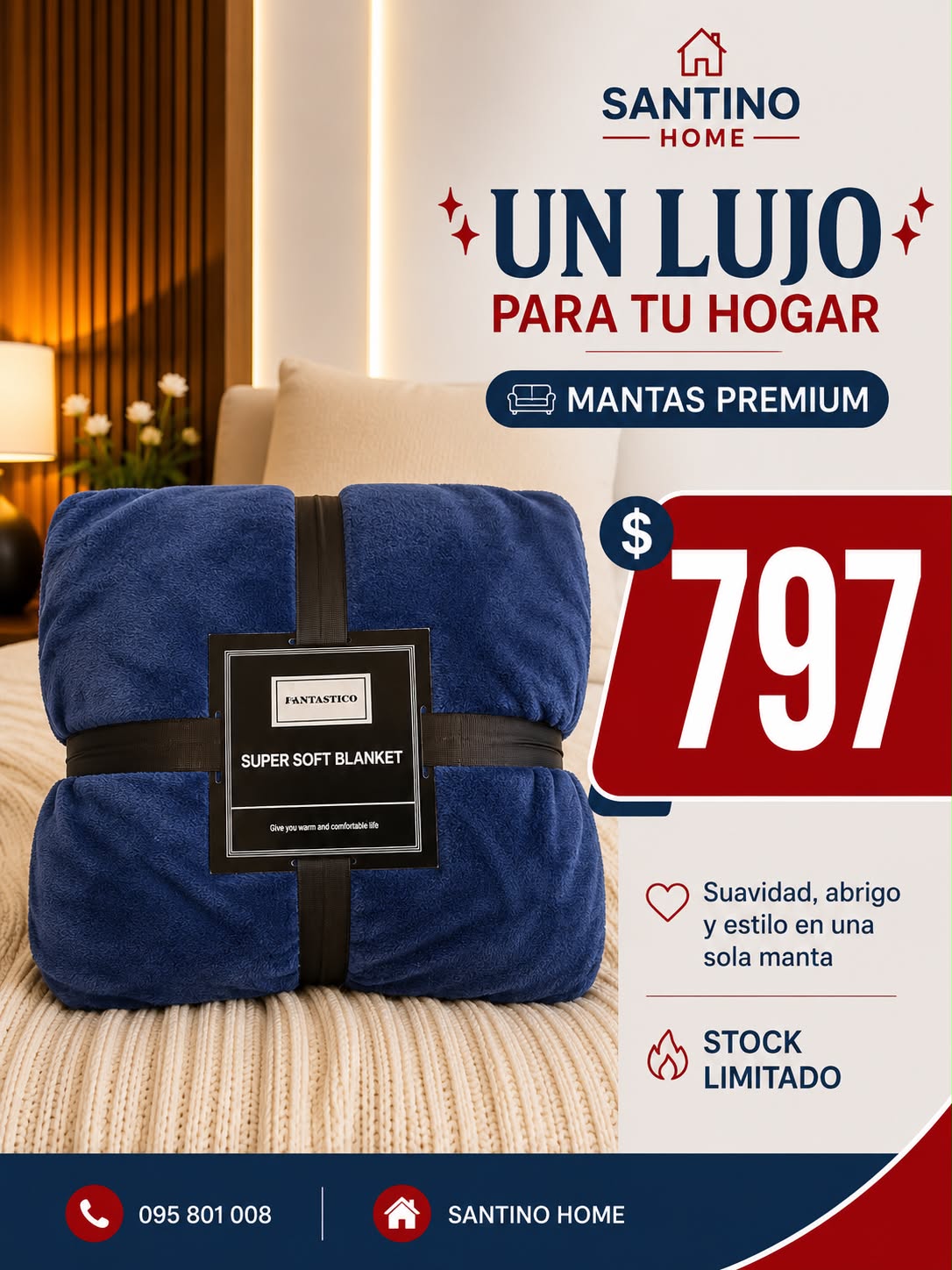 Manta Premium Azul Marino
