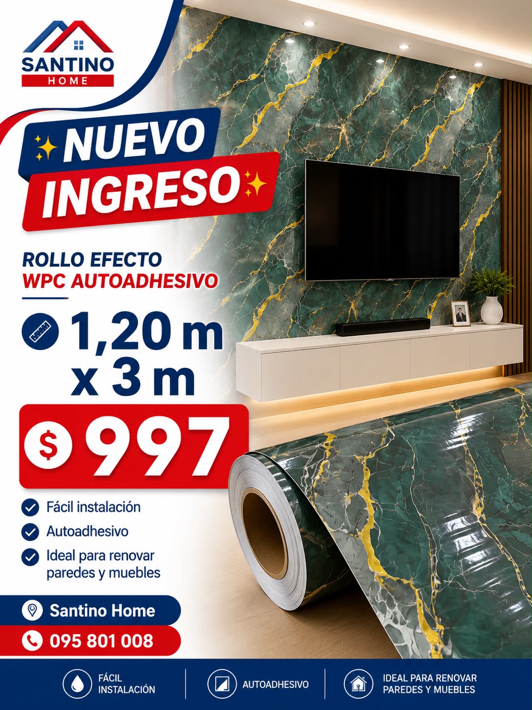 ROLLO SÍMIL MÁRMOL VERDE ESMERALDA