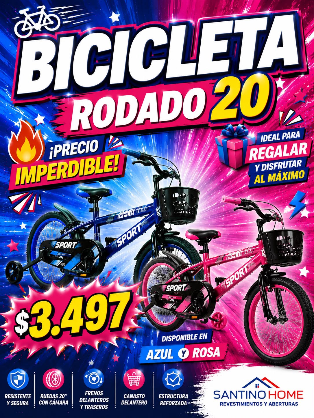 Bicicleta infantil rodado 20 Azul