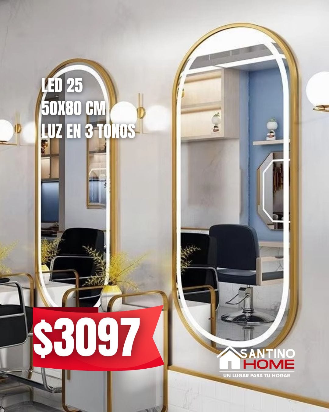 Espejo Modelo LED 25 – Ovalado con Luz LED