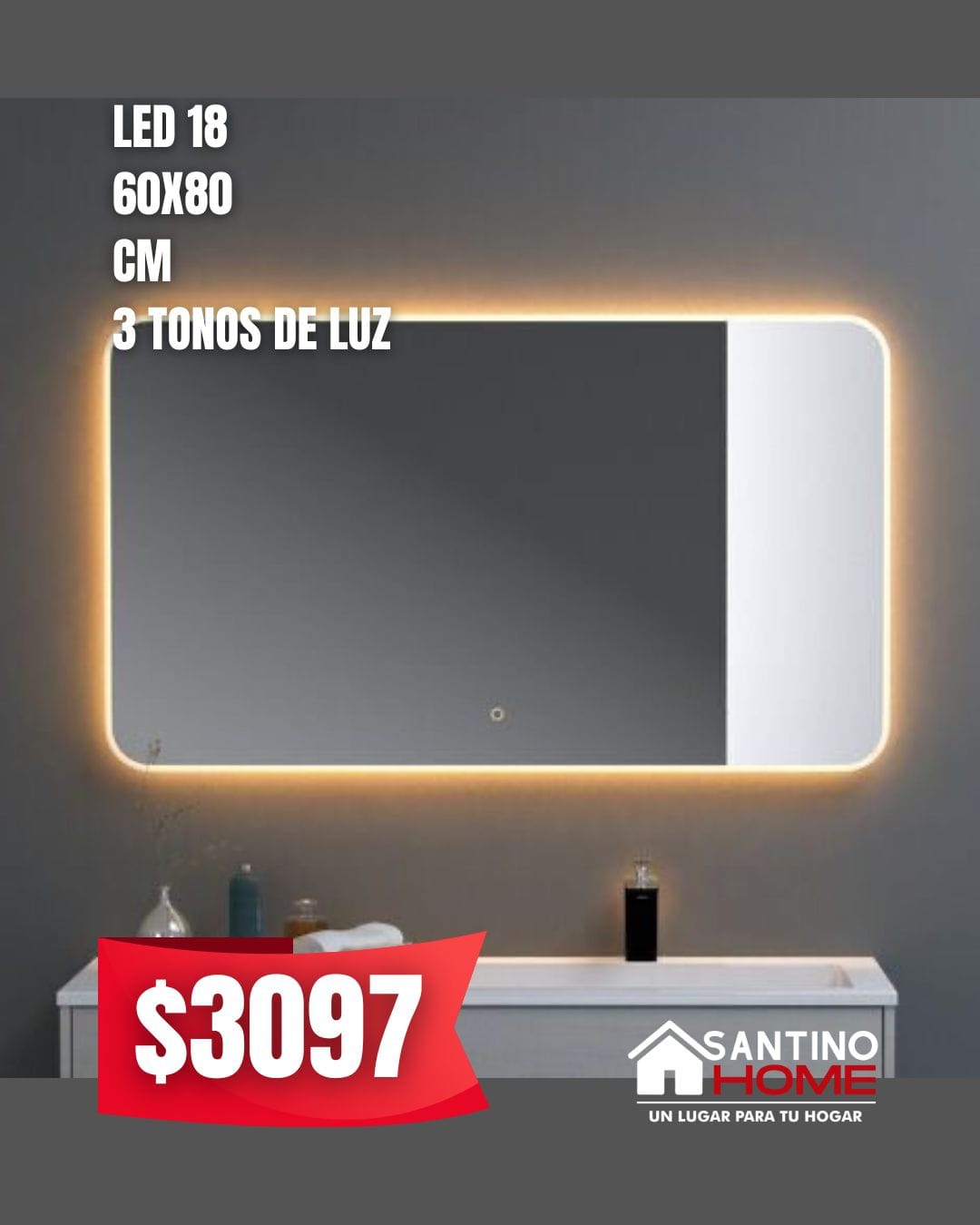 Espejo Modelo LED 18 – Touch con Luz LED y Desempañador