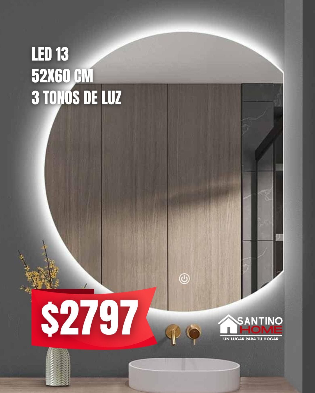 Espejo Modelo LED 13 – Círculo con Corte y Luz LED