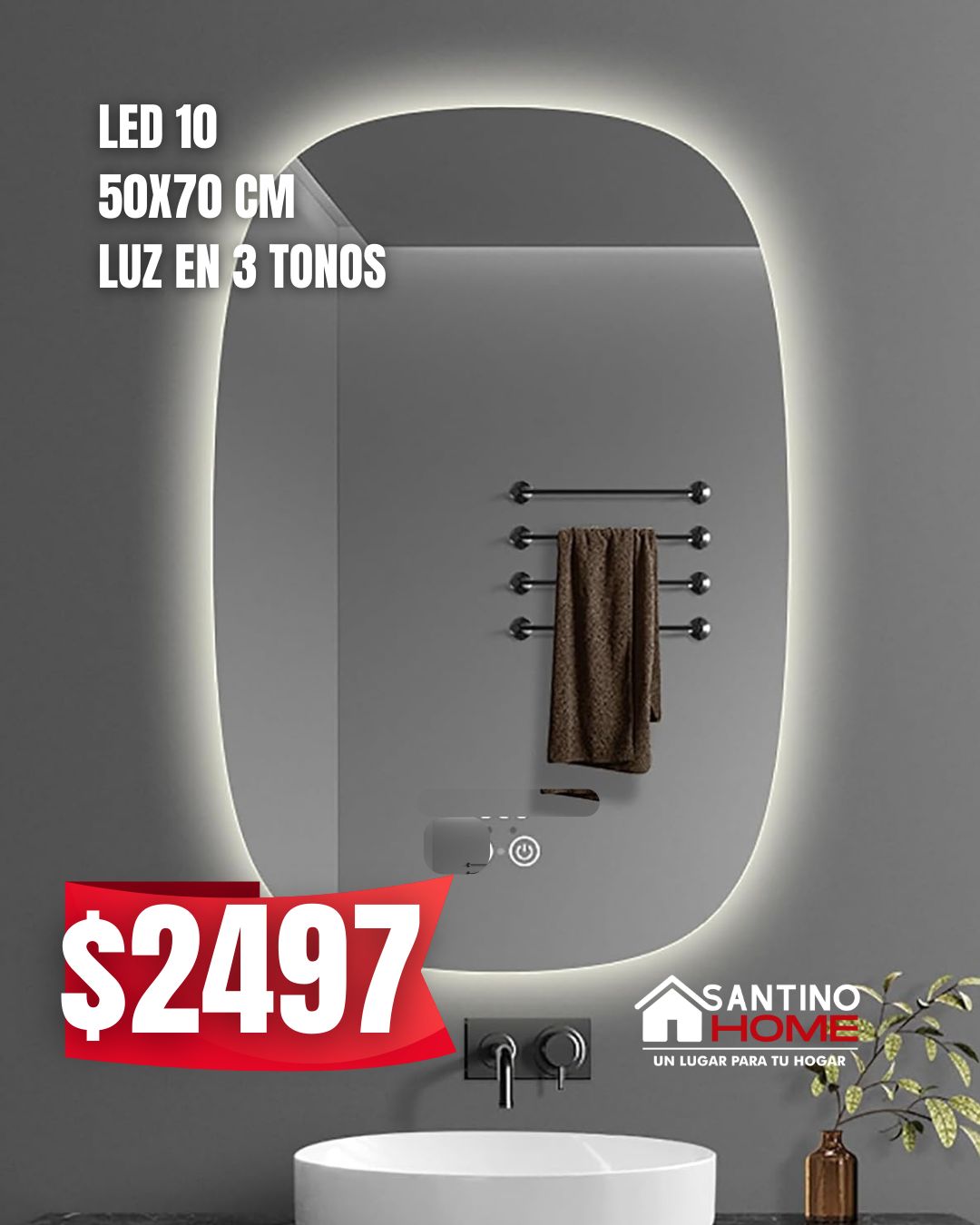 Espejo Modelo LED 10 – Rectangular con Luz LED