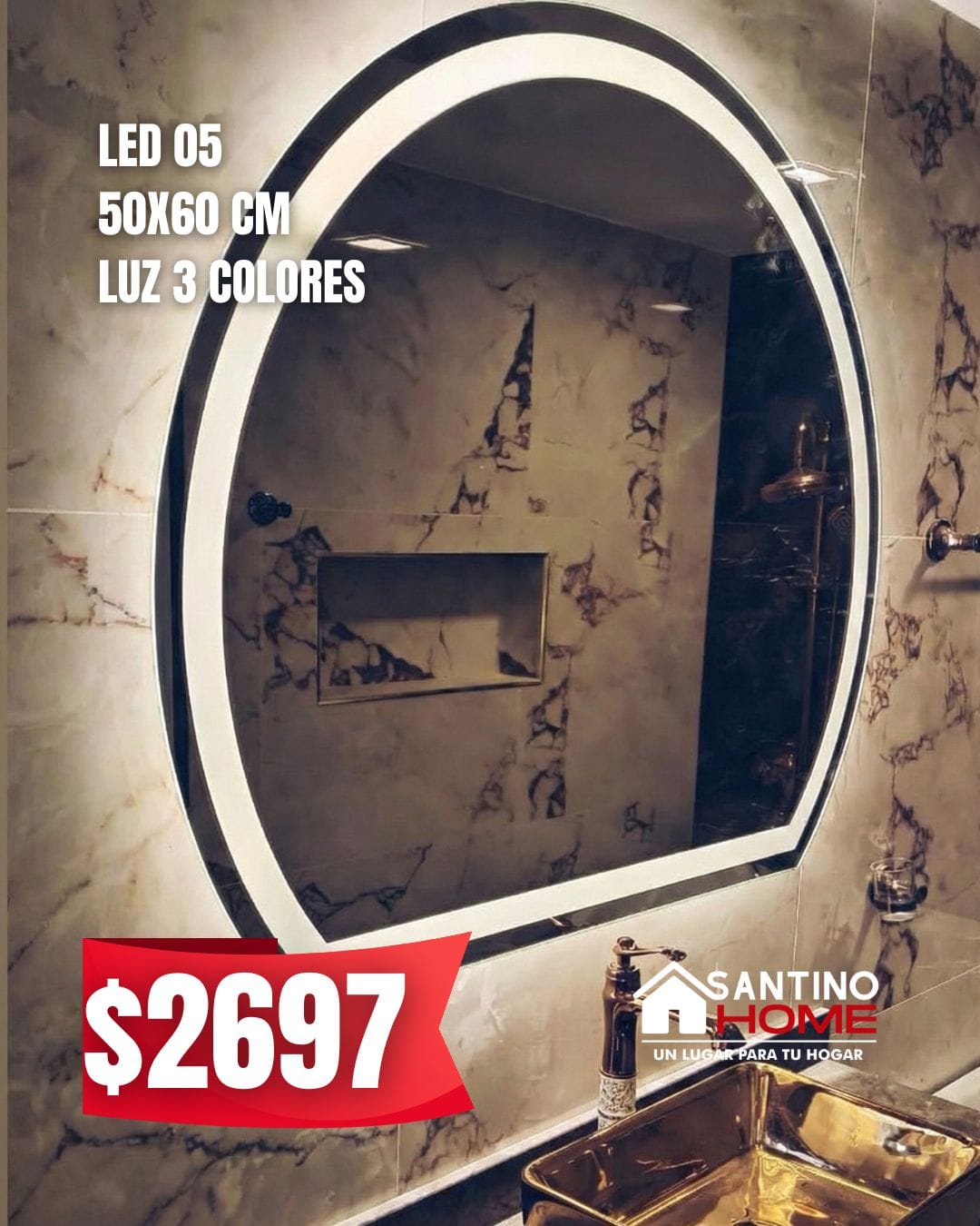 Espejo Modelo LED 05 – Ovalado con Luz LED